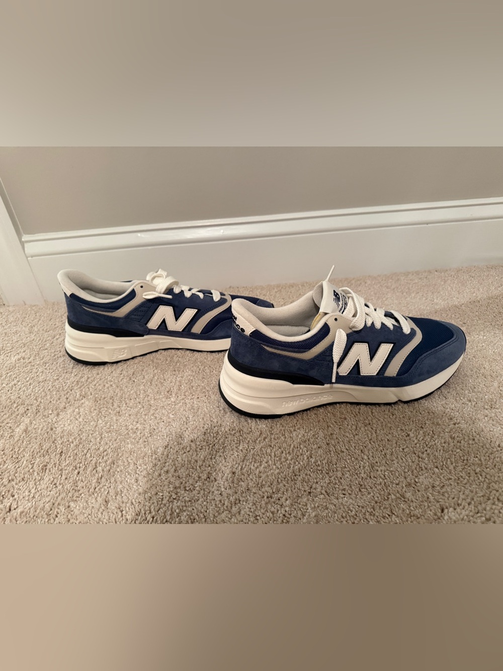 NWOT: New Balance 997R Navy and Cream Suede Low-Top Sneakers